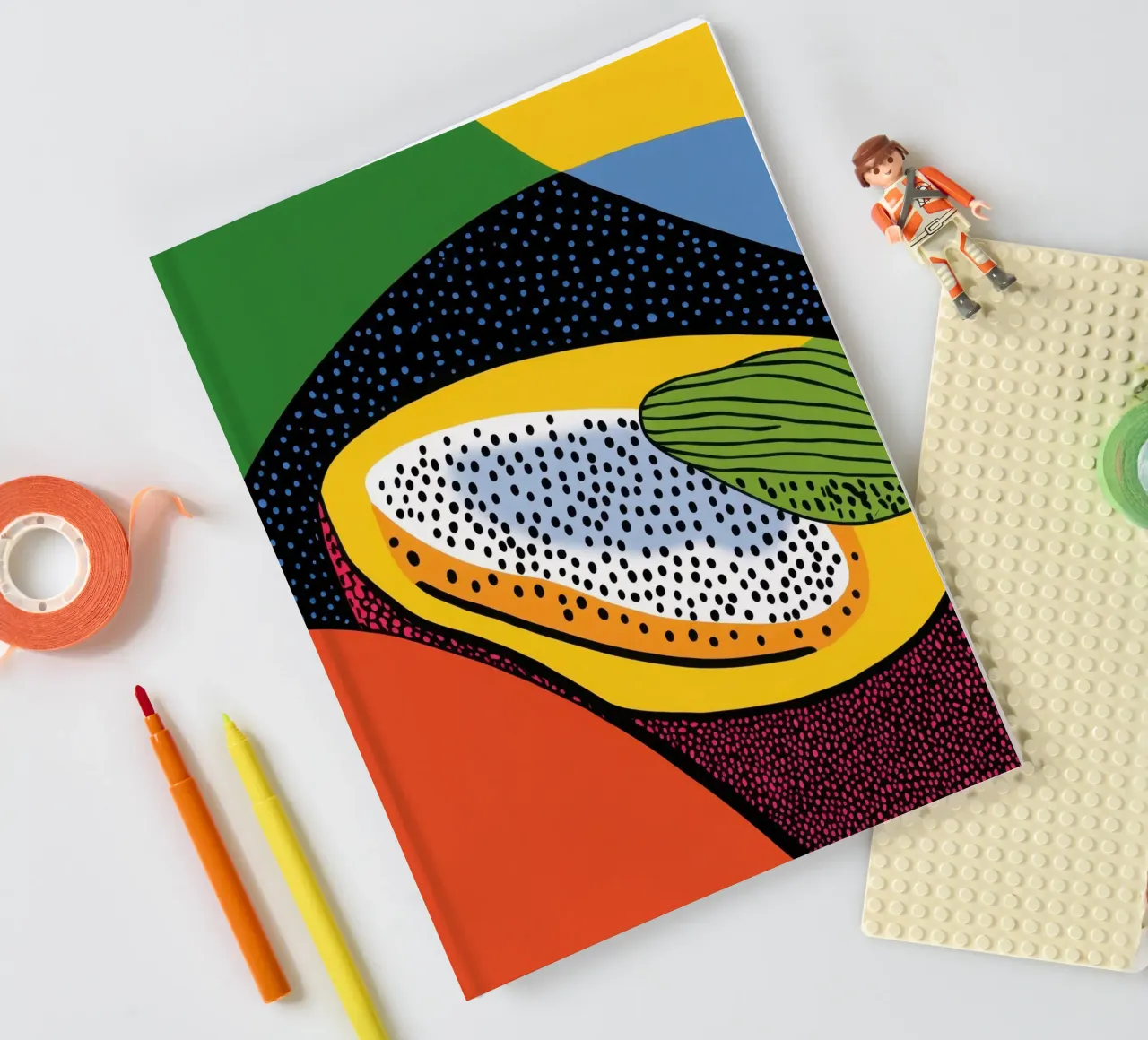 Pointillistische Papaya Notizbuch von Pop and Fruits - Affiches & posters