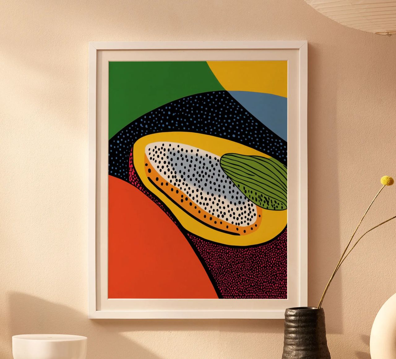 Pointillist Papaya poster by Pop and Fruits - Affiches & posters