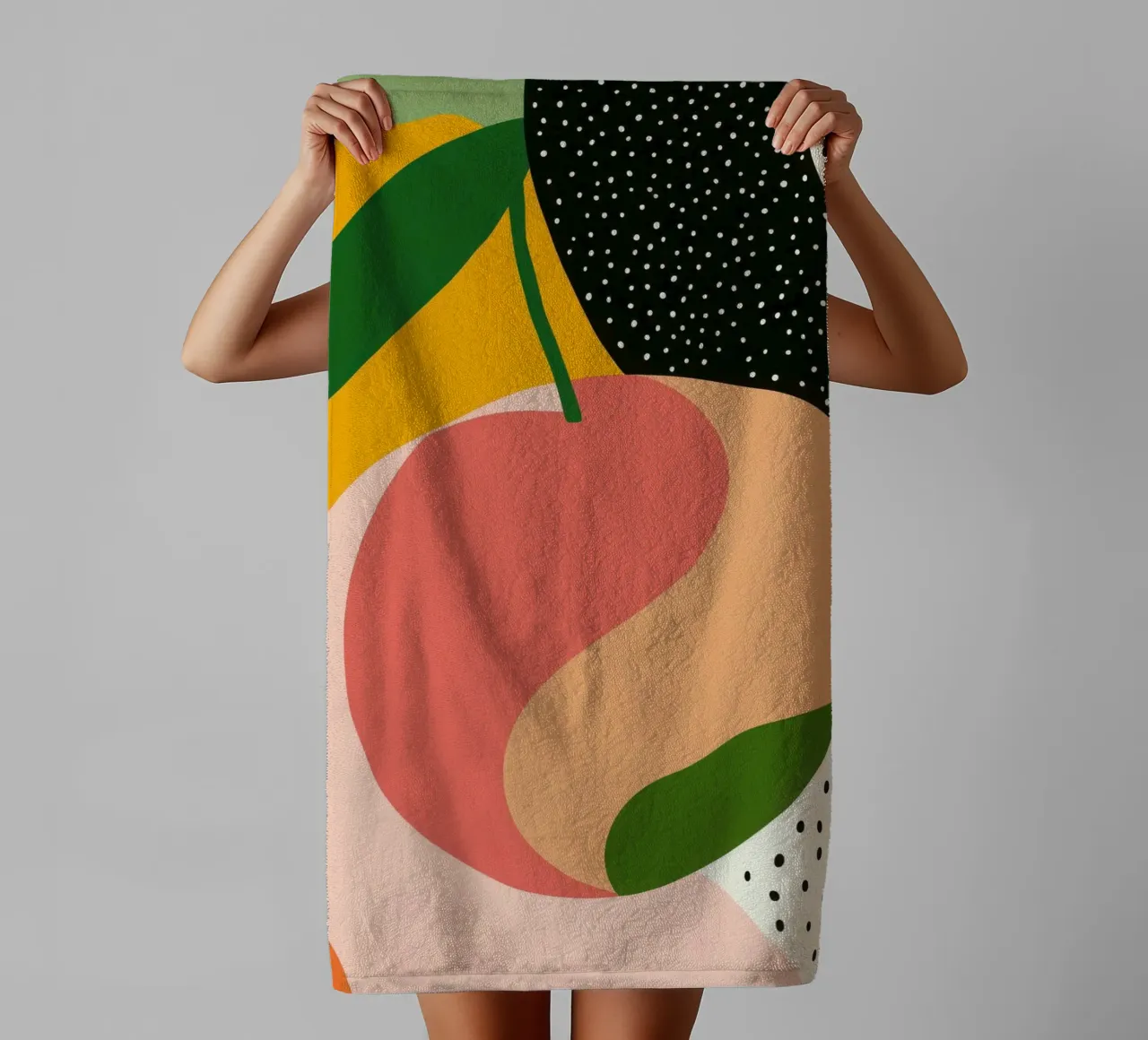 Abstract Cherry and Dotted Cherry towel by Pop and Fruits - Affiches & posters