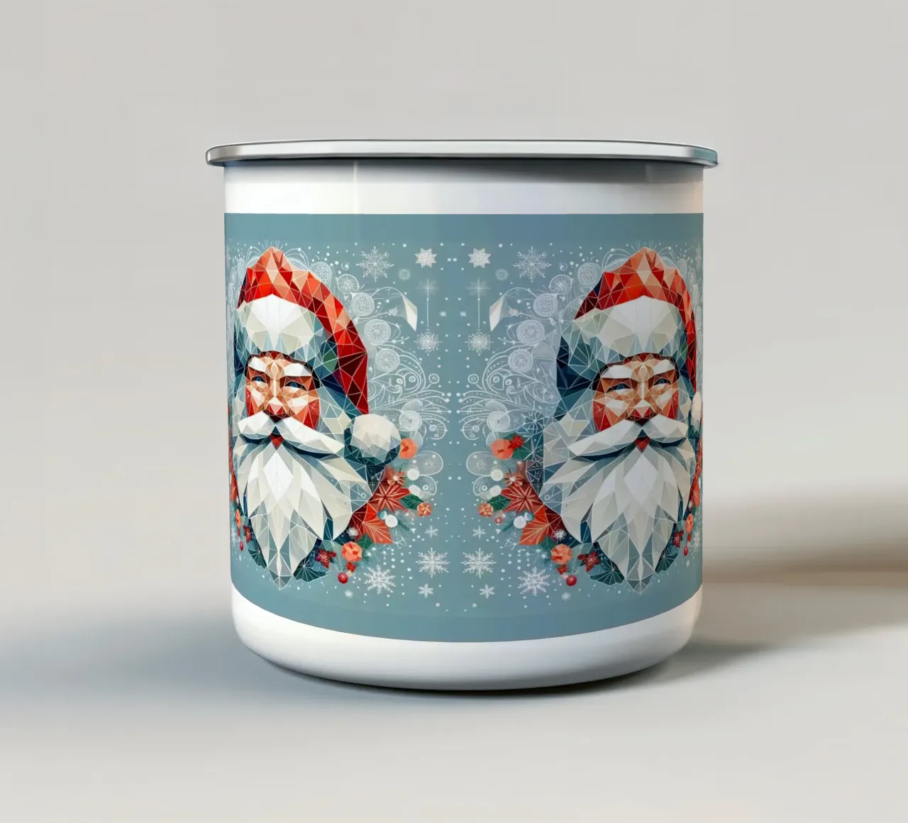 Babbo Natale geometrico tazza in smalto da Digital Naive