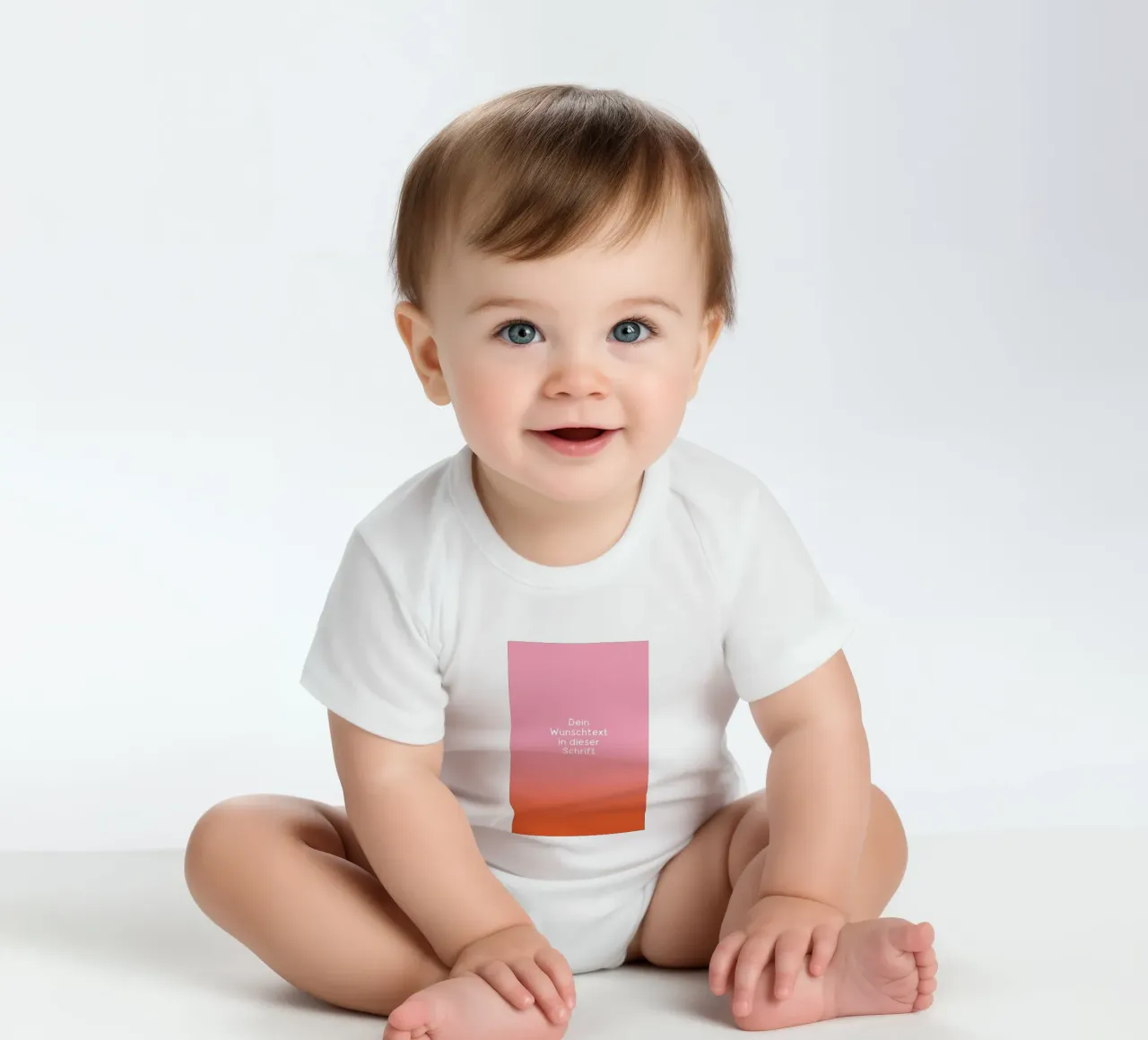 Wunschtext Rosarot Fade Gradient Kurzarm Babybody von BAINAI KIDS