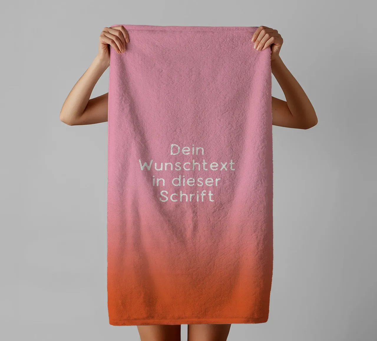 Wunschtext Rosarot Fade Gradient Handtuch von BAINAI KIDS