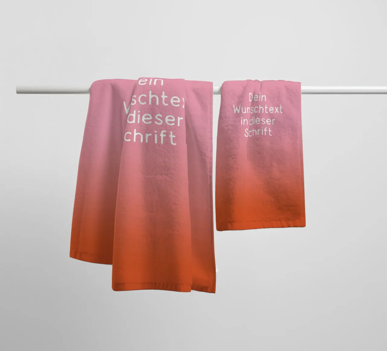 Wunschtext Rosarot Fade Gradient Handtuch von BAINAI KIDS