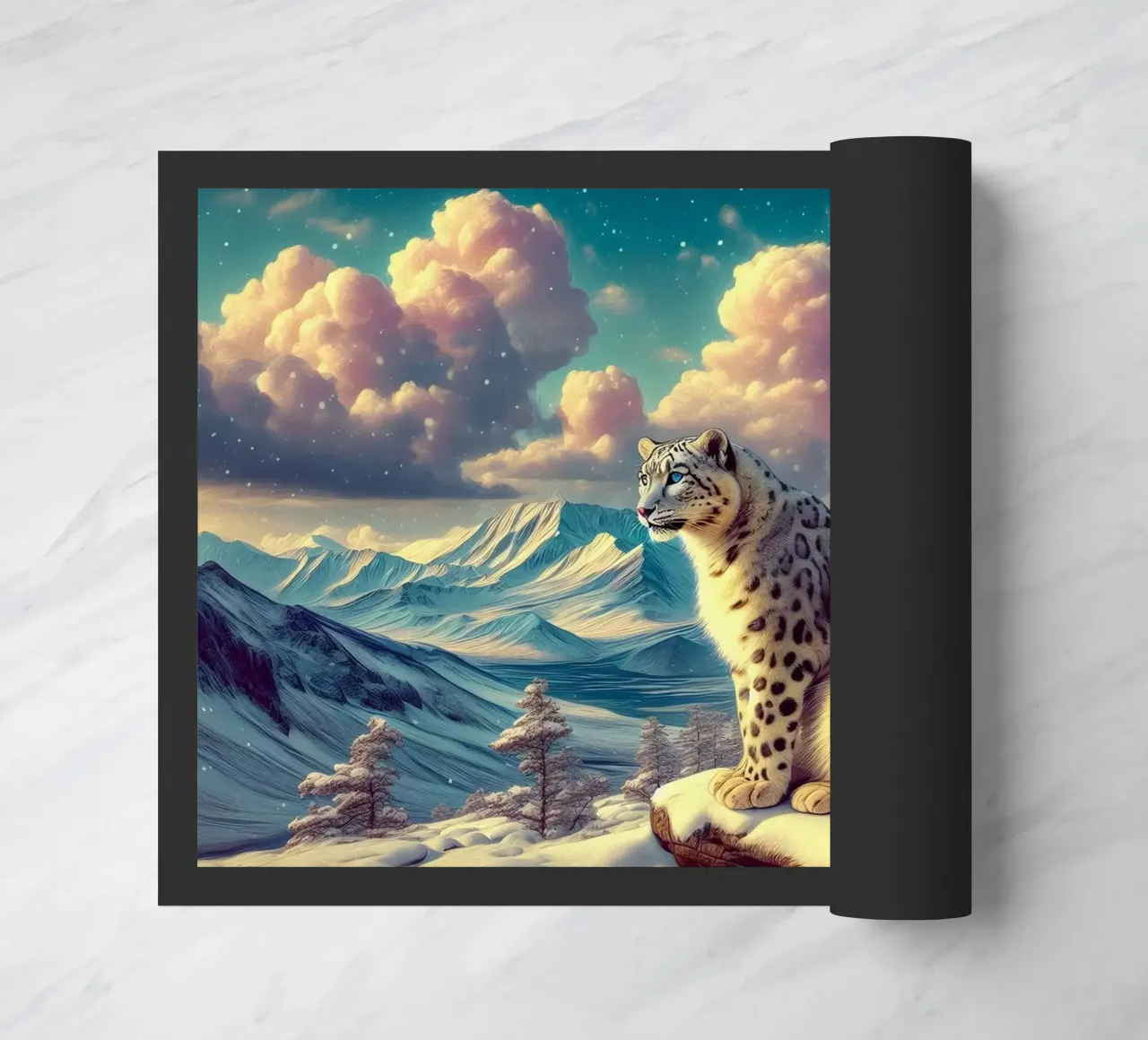 WHITE LEOPARD doormat by RUBIANT ART