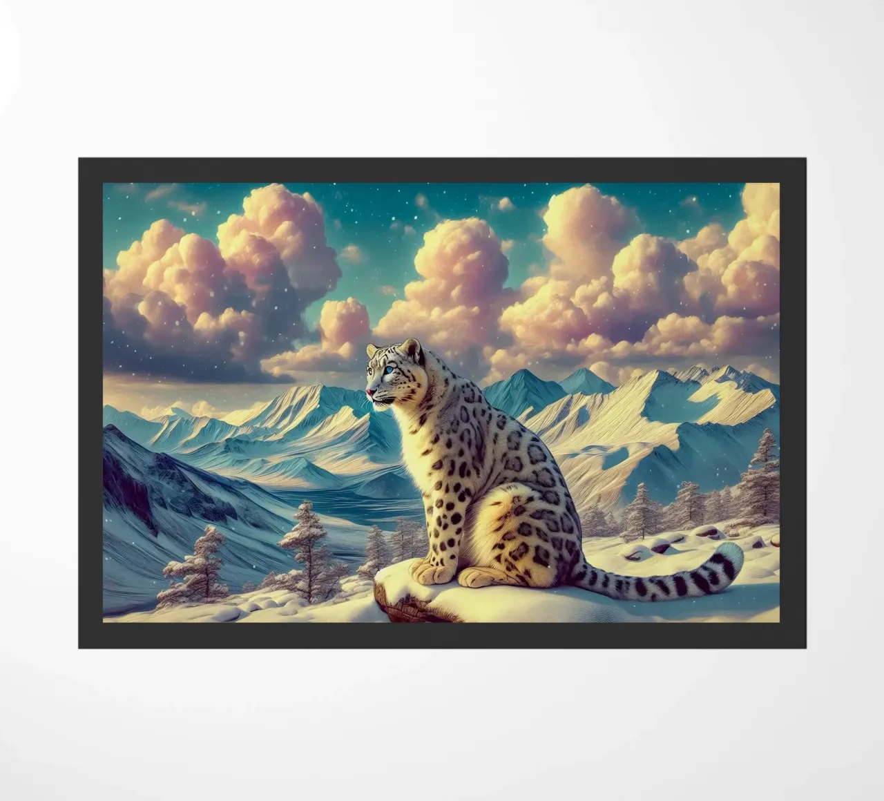 WHITE LEOPARD doormat by RUBIANT ART
