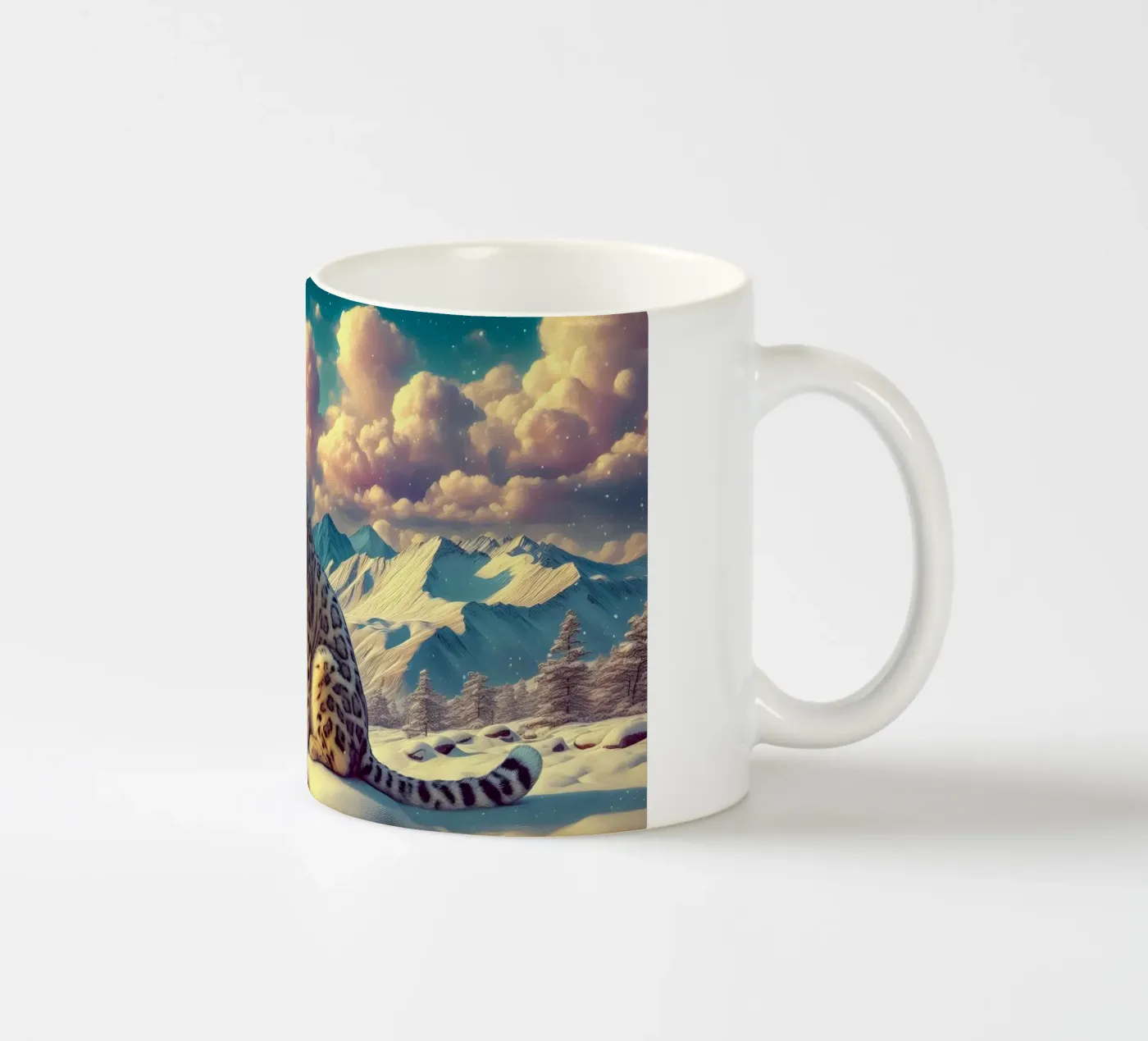 WHITE LEOPARD ceramic mug by RUBIANT ART