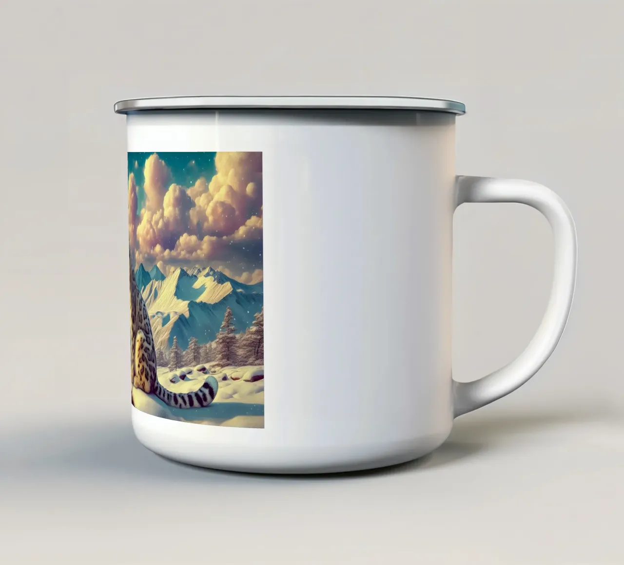 LEOPARDO BIANCO tazza in smalto da RUBIANT ART