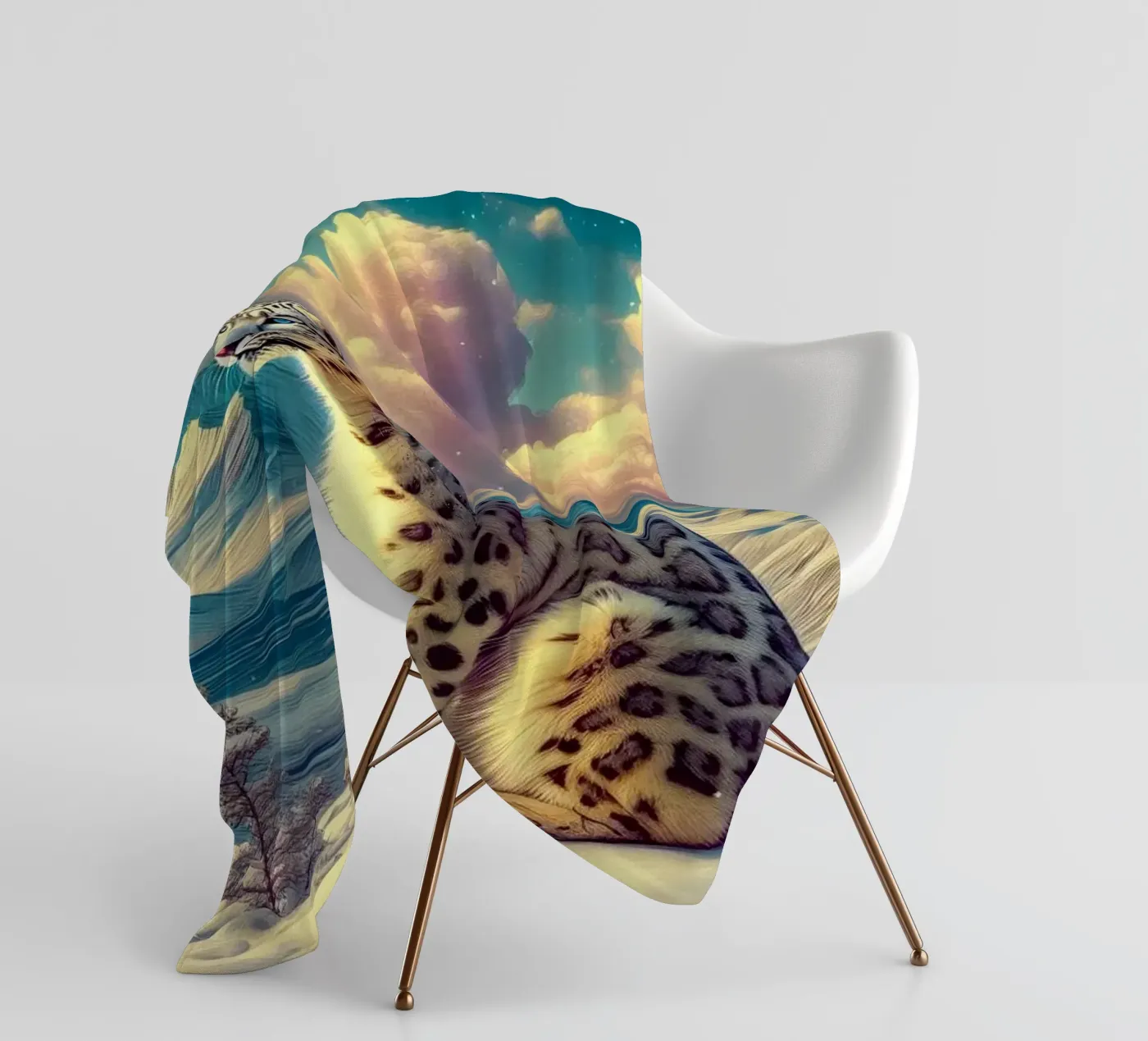 WEISSER LEOPARD Fleecedecke von RUBIANT ART