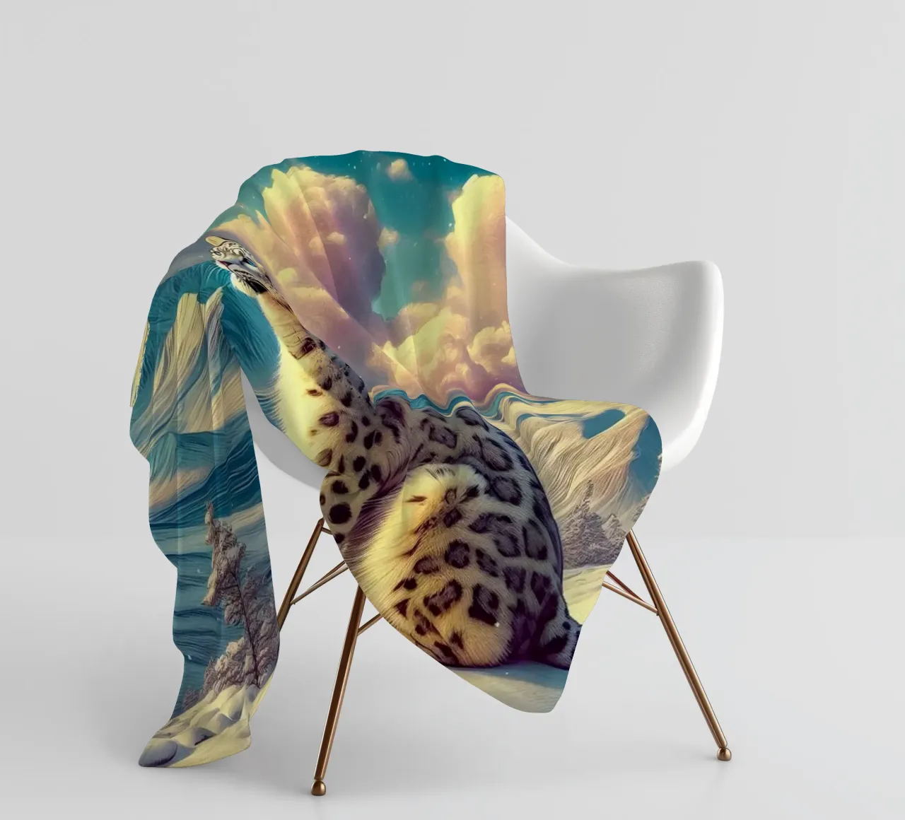 WEISSER LEOPARD Fleecedecke von RUBIANT ART