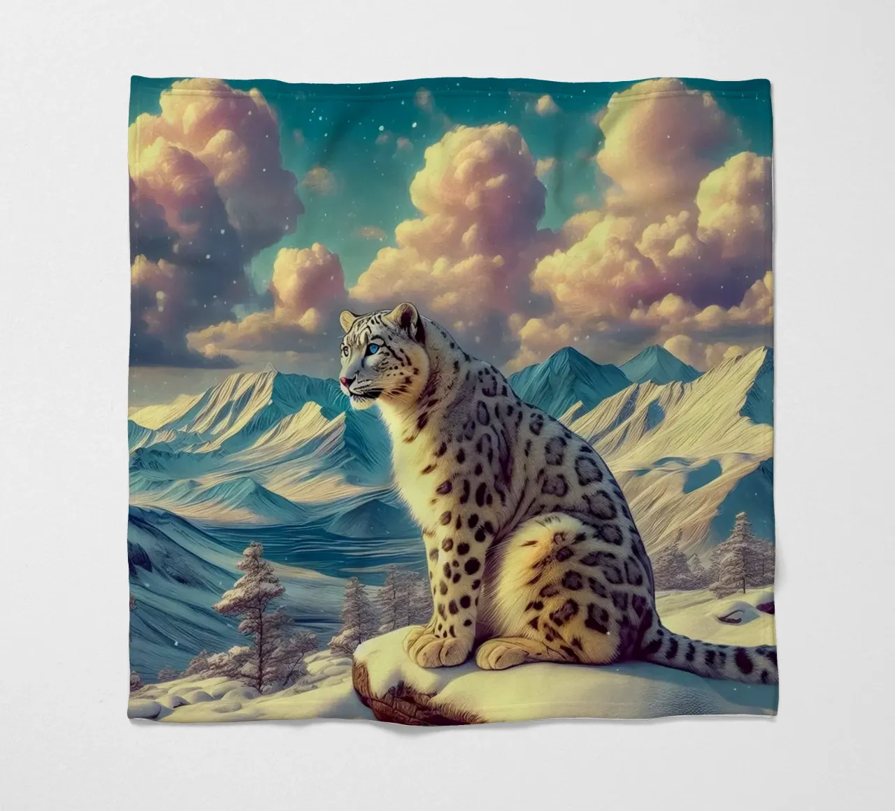 WEISSER LEOPARD Fleecedecke von RUBIANT ART
