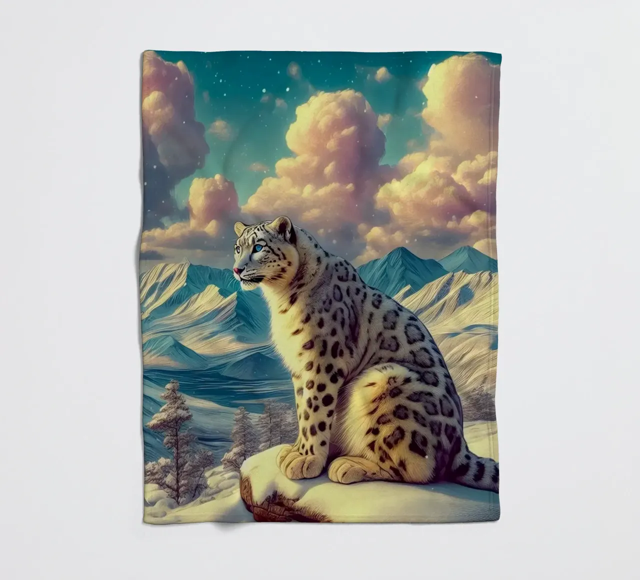 WEISSER LEOPARD Fleecedecke von RUBIANT ART