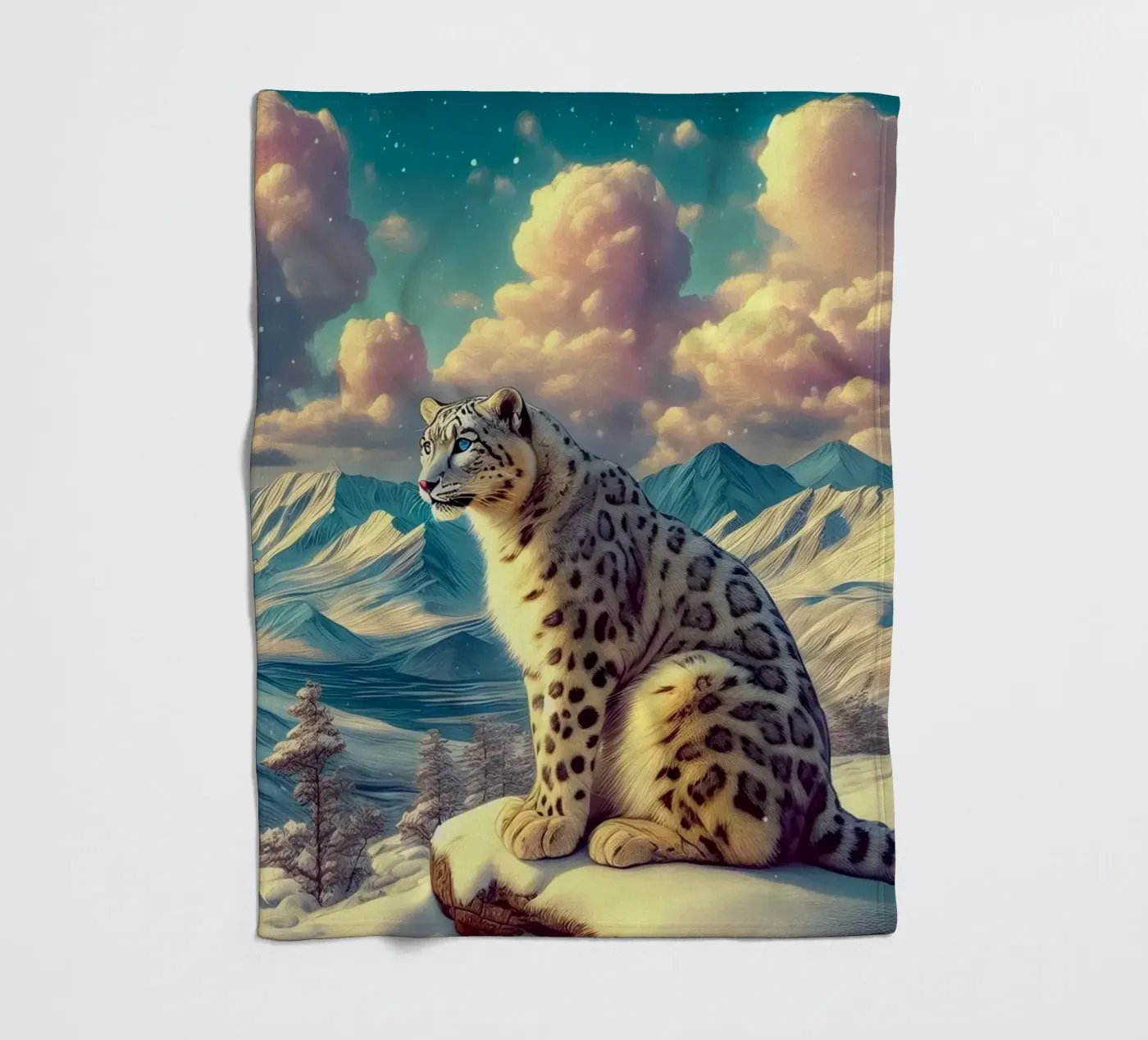 WEISSER LEOPARD Fleecedecke von RUBIANT ART