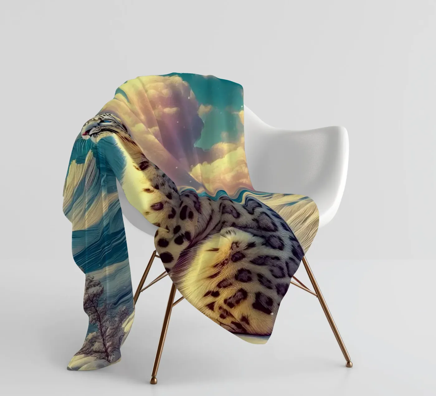 WEISSER LEOPARD Fleecedecke von RUBIANT ART