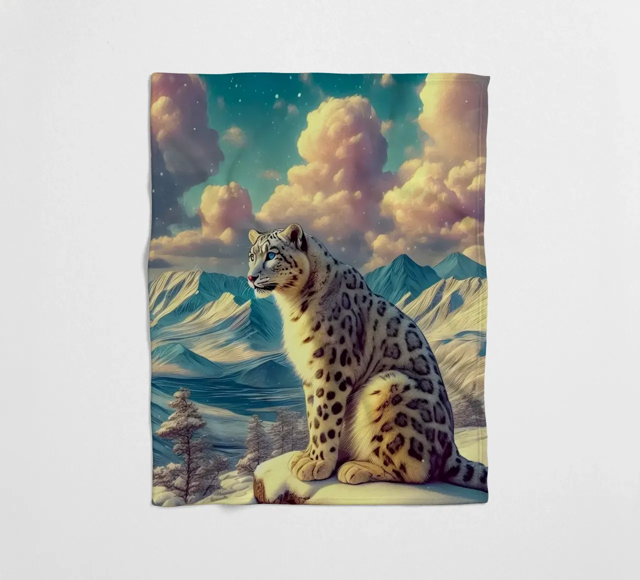 WEISSER LEOPARD Fleecedecke von RUBIANT ART