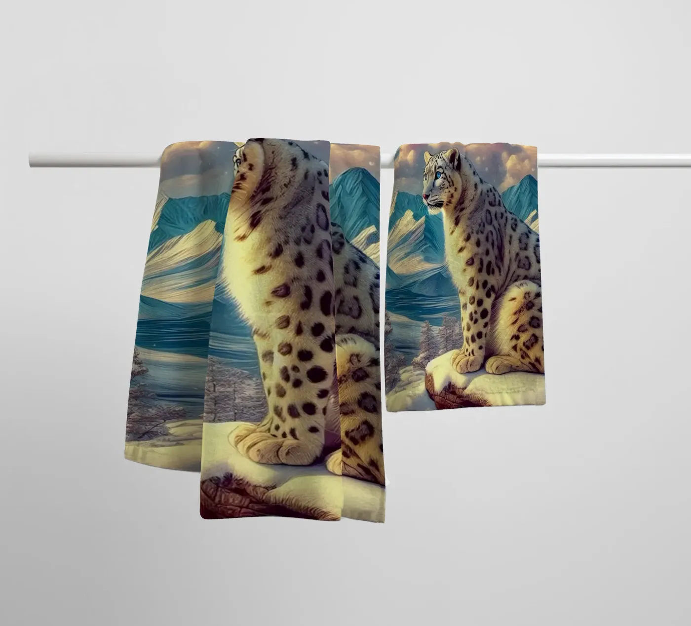 WHITE LEOPARD towel by RUBIANT ART