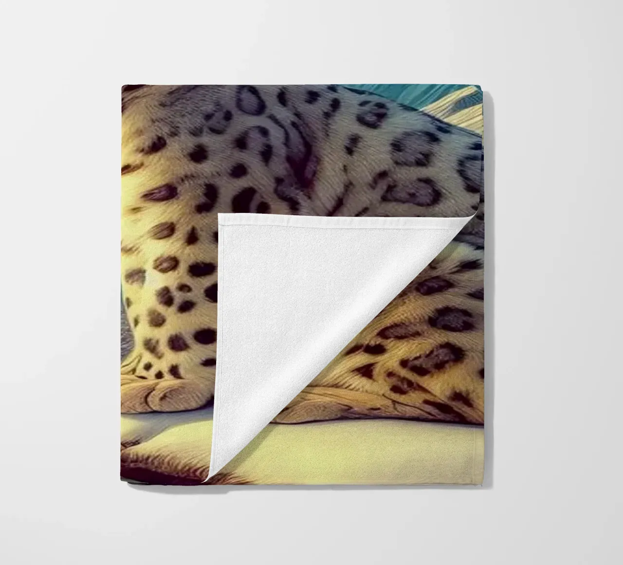 WHITE LEOPARD beach towel by RUBIANT ART