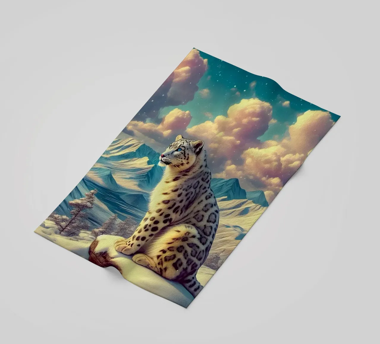 WHITE LEOPARD beach towel by RUBIANT ART