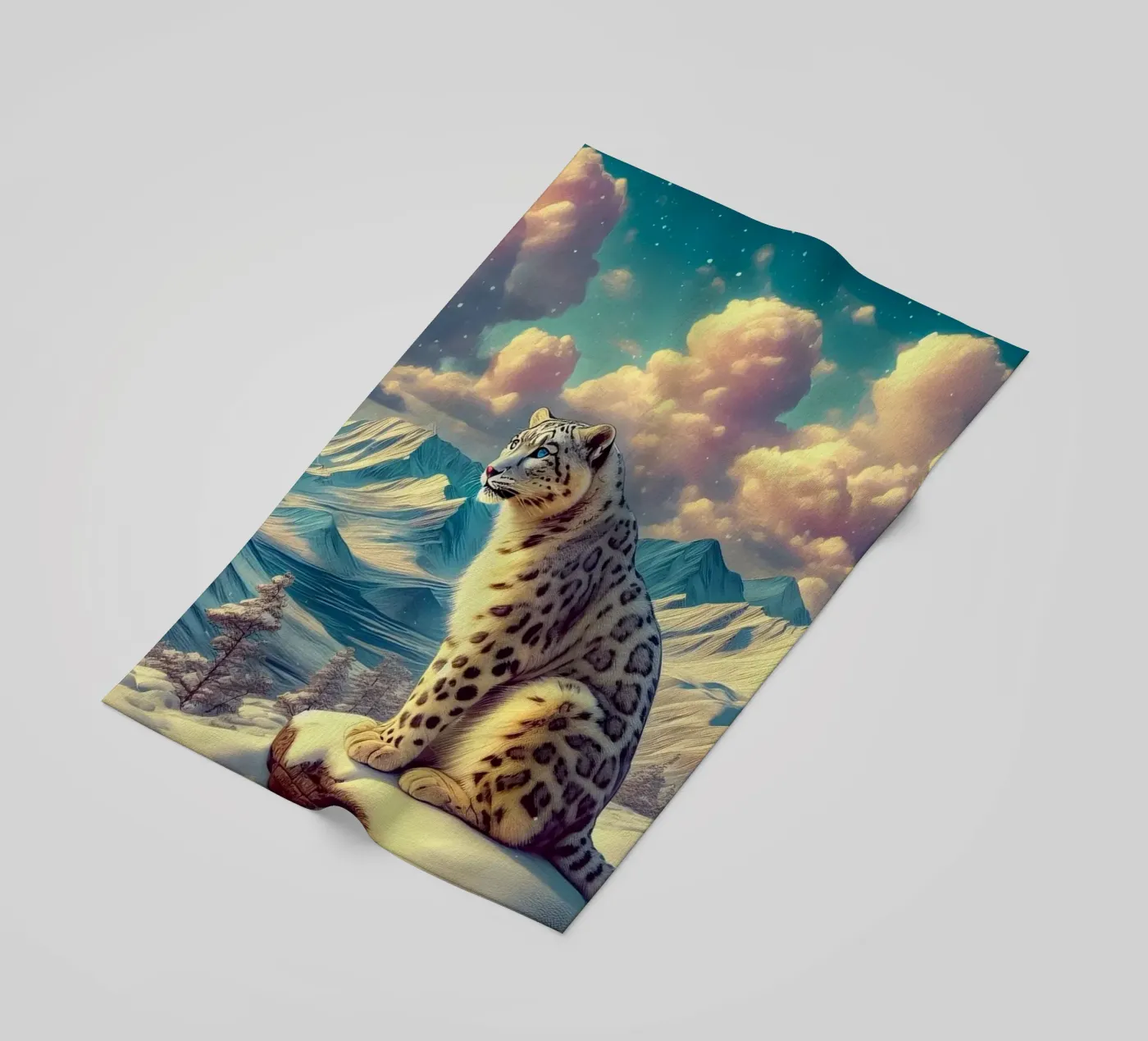 WHITE LEOPARD beach towel by RUBIANT ART
