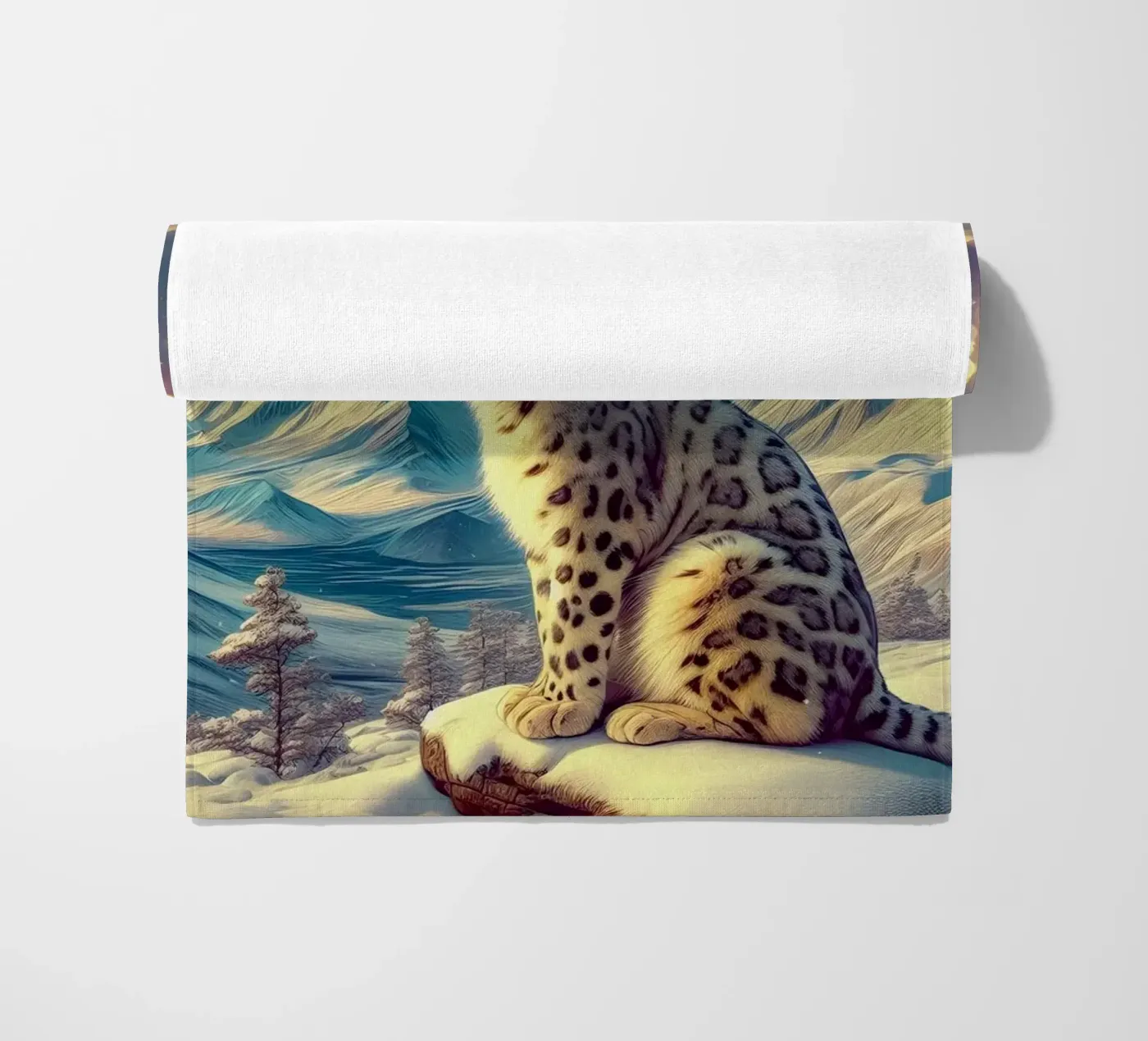 WHITE LEOPARD beach towel by RUBIANT ART