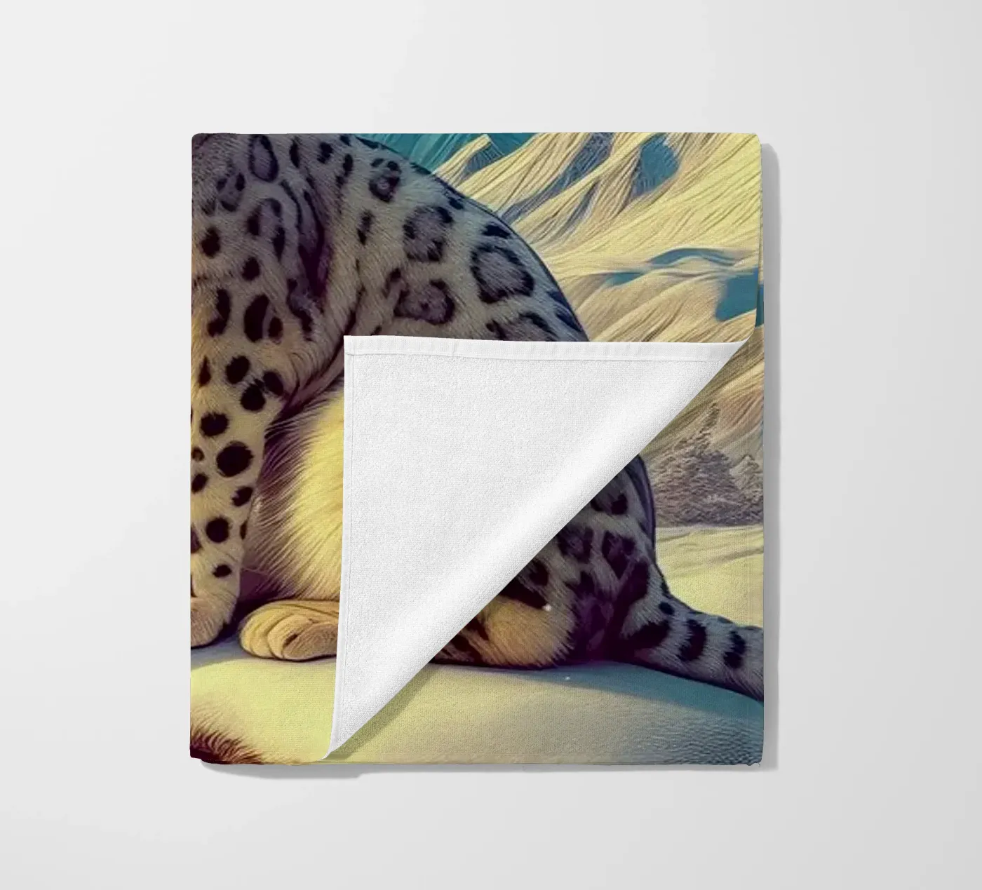 WHITE LEOPARD beach towel by RUBIANT ART