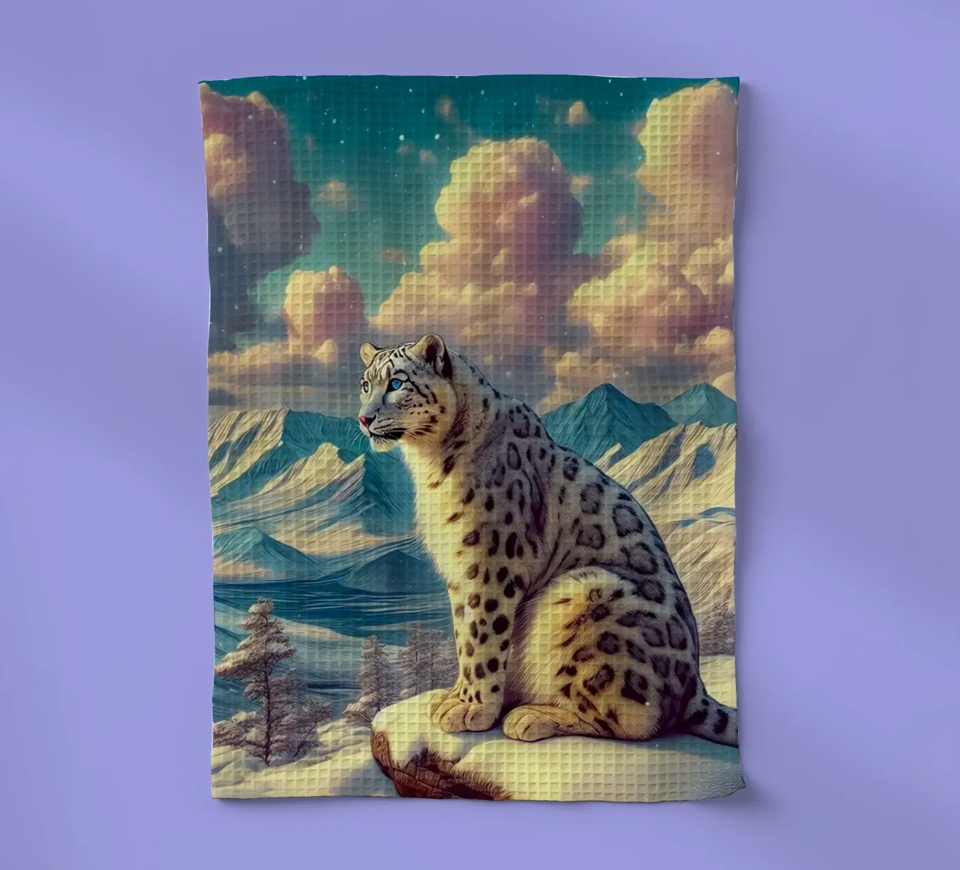 WHITE LEOPARD torchon de RUBIANT ART
