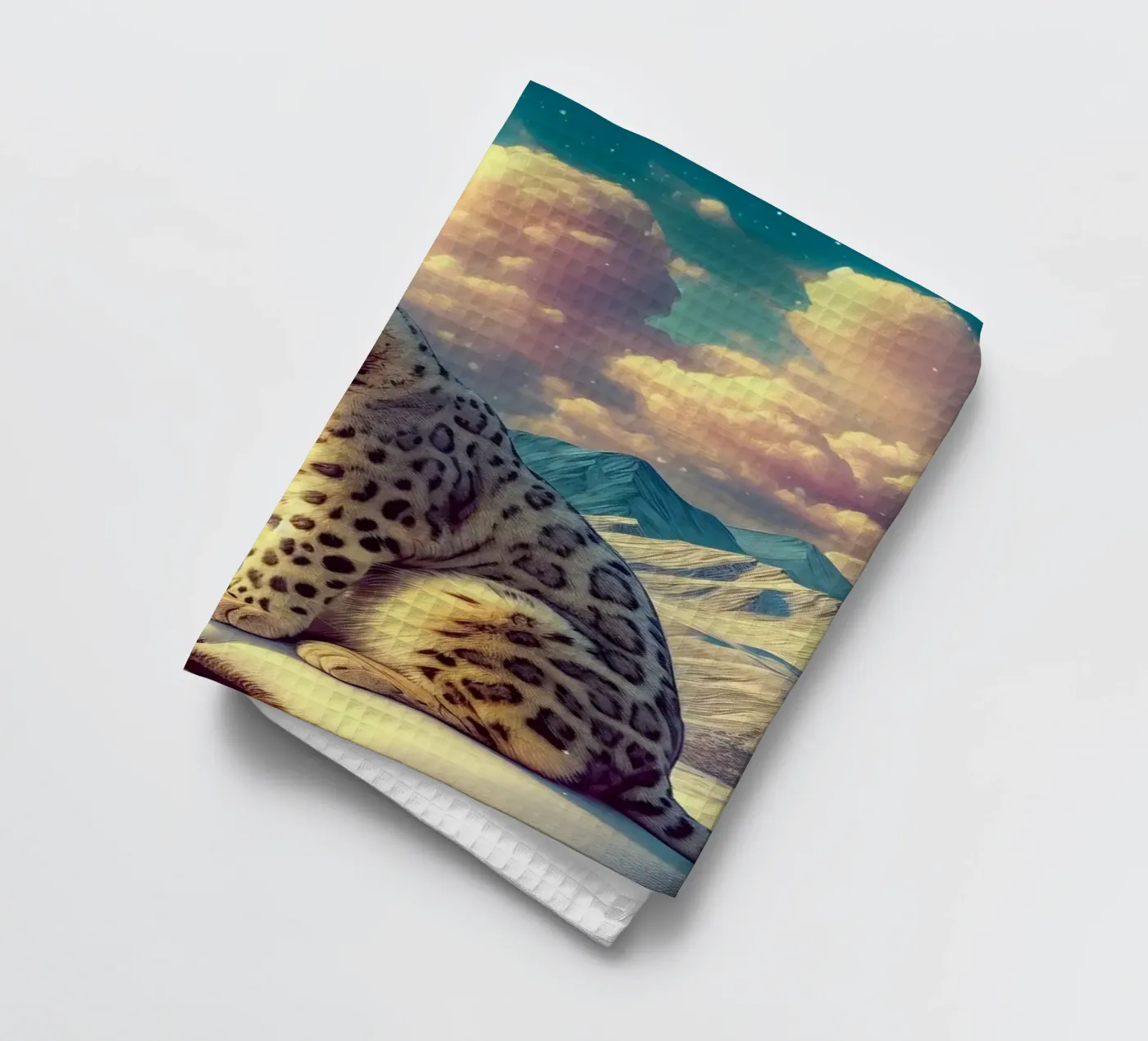 WHITE LEOPARD torchon de RUBIANT ART