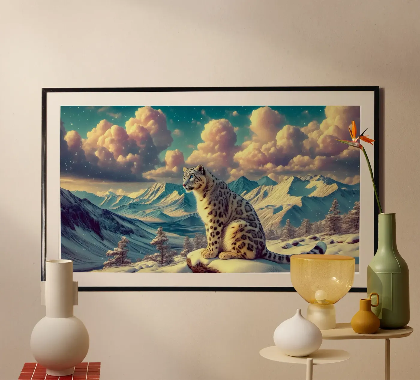 WEISSER LEOPARD Poster von RUBIANT ART