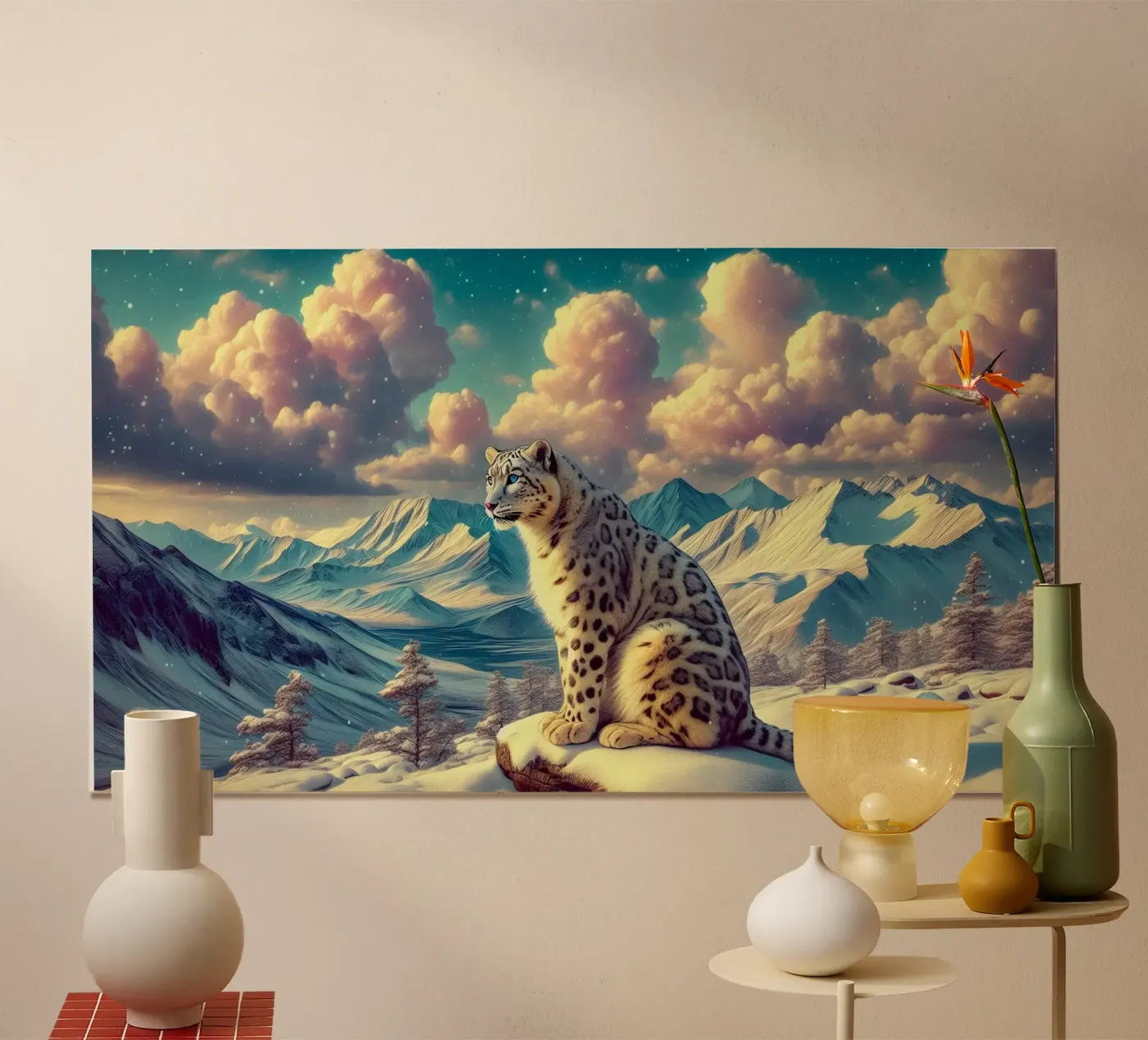 WEISSER LEOPARD Poster von RUBIANT ART