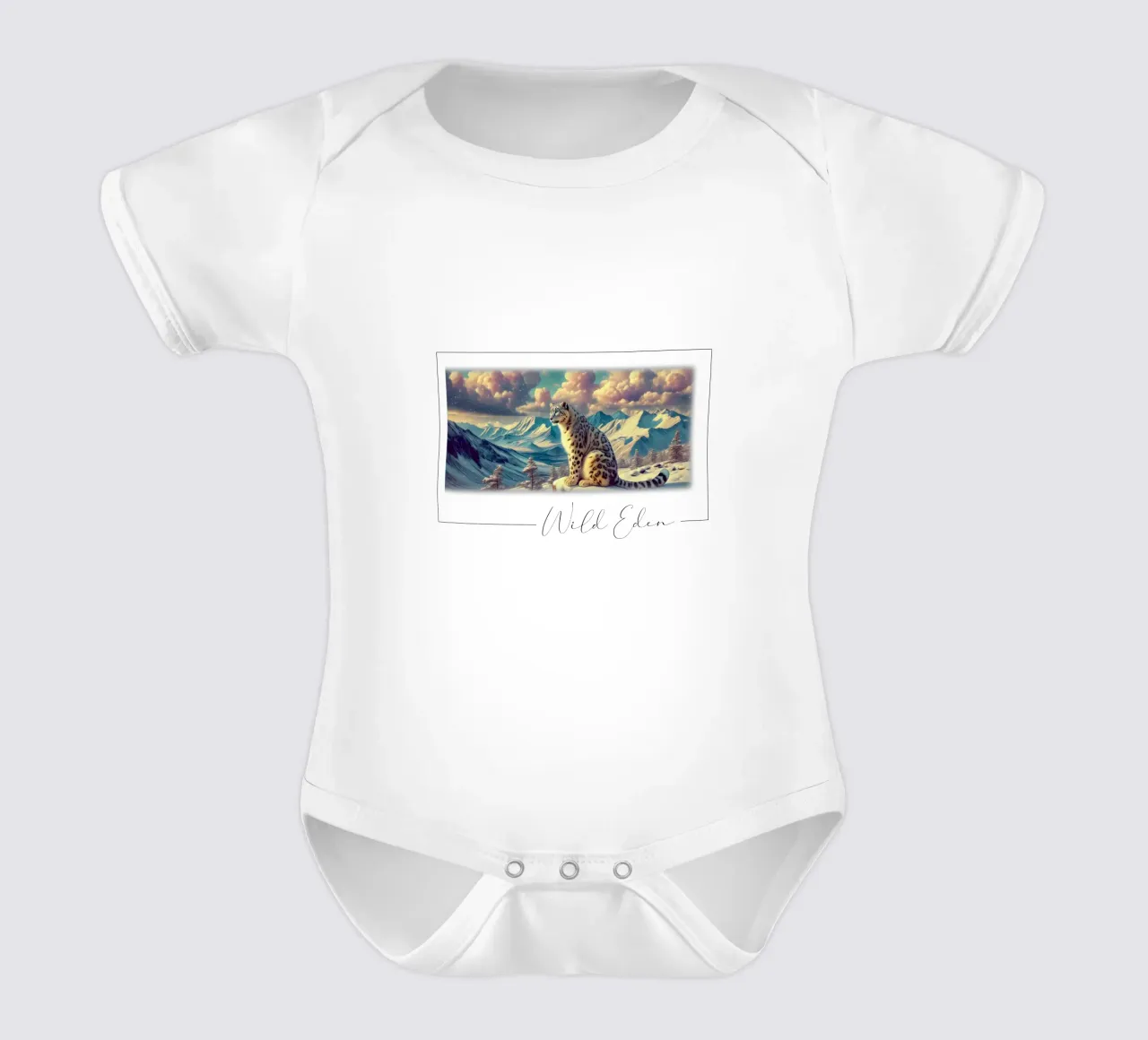 WEISSER LEOPARD Kurzarm Babybody von RUBIANT ART