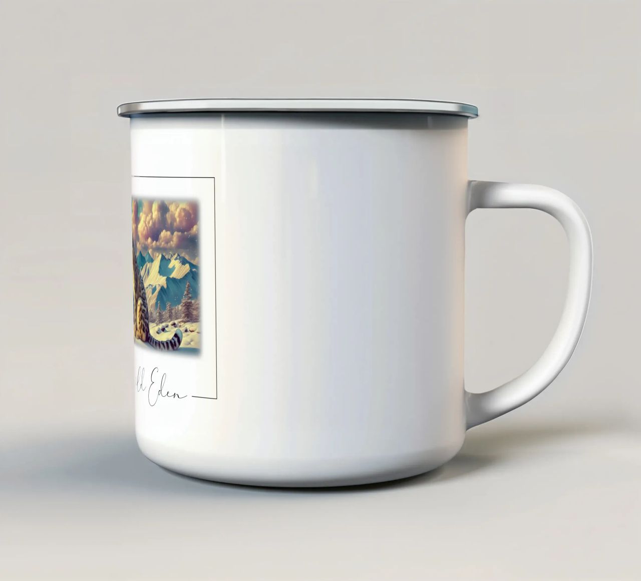 LEOPARDO BIANCO tazza in smalto da RUBIANT ART