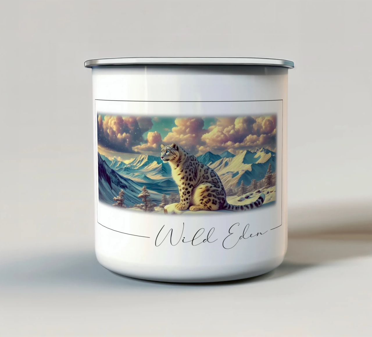 LEOPARDO BIANCO tazza in smalto da RUBIANT ART