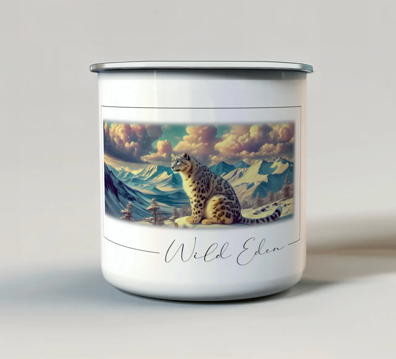 LEOPARDO BIANCO tazza in smalto da RUBIANT ART
