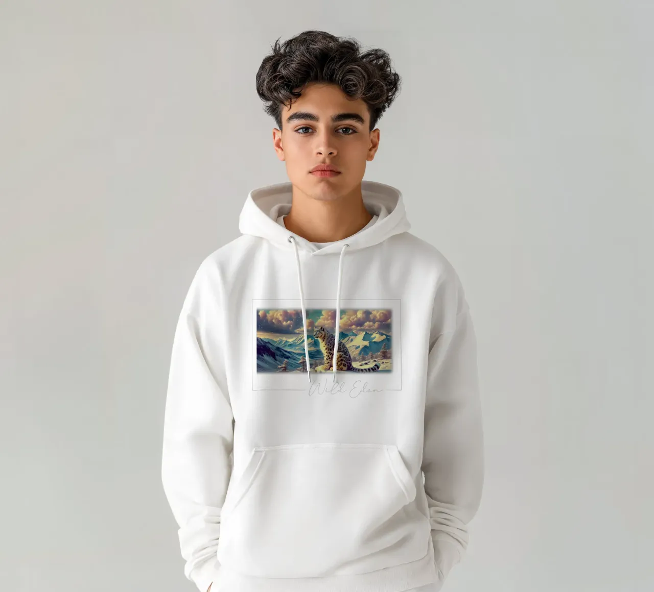 LEOPARDO BIANCO felpa con cappuccio da RUBIANT ART