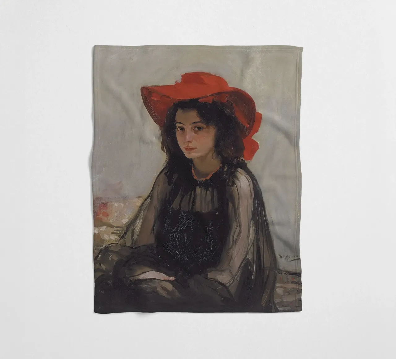 Oleksandr Murashko - Ragazza con cappello rosso, 1902 coperta in pile da William Store