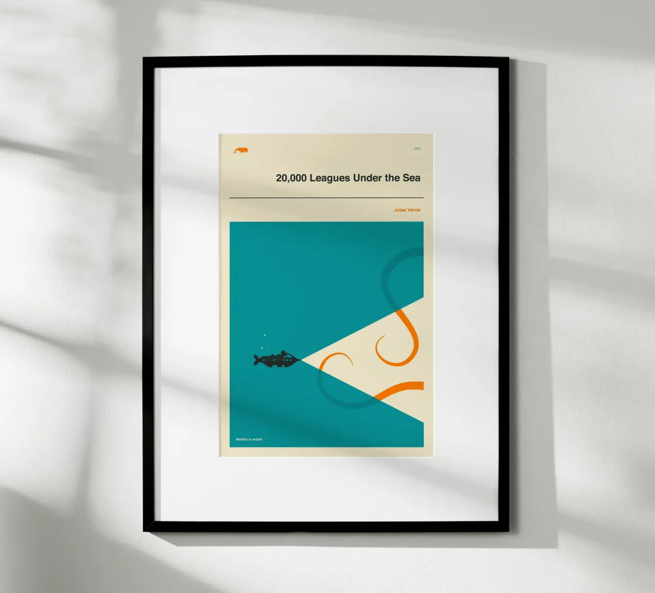 20.000 LEGHE SOTTO I MARI poster con telaio in alluminio da Jazzberry Blue
