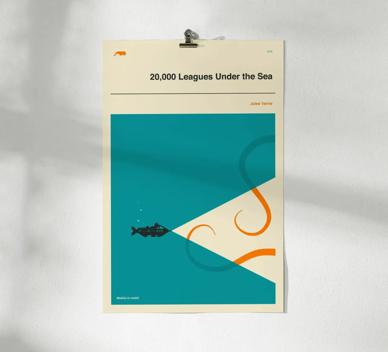 20.000 LEGHE SOTTO I MARI poster con telaio in alluminio da Jazzberry Blue