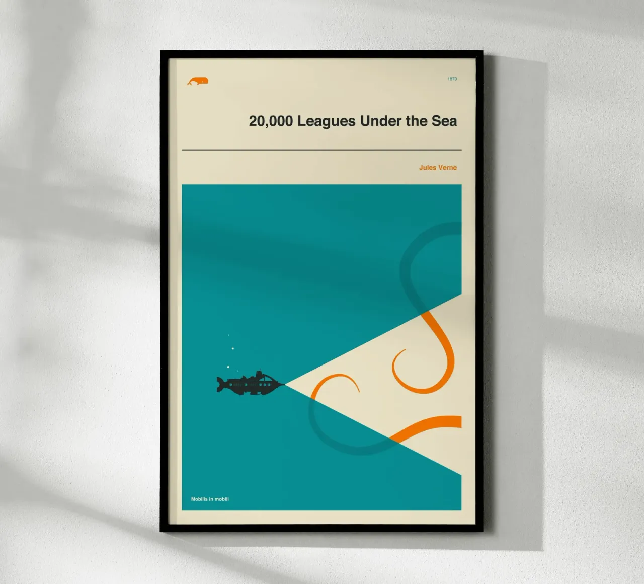 20.000 LEGHE SOTTO I MARI poster con telaio in alluminio da Jazzberry Blue