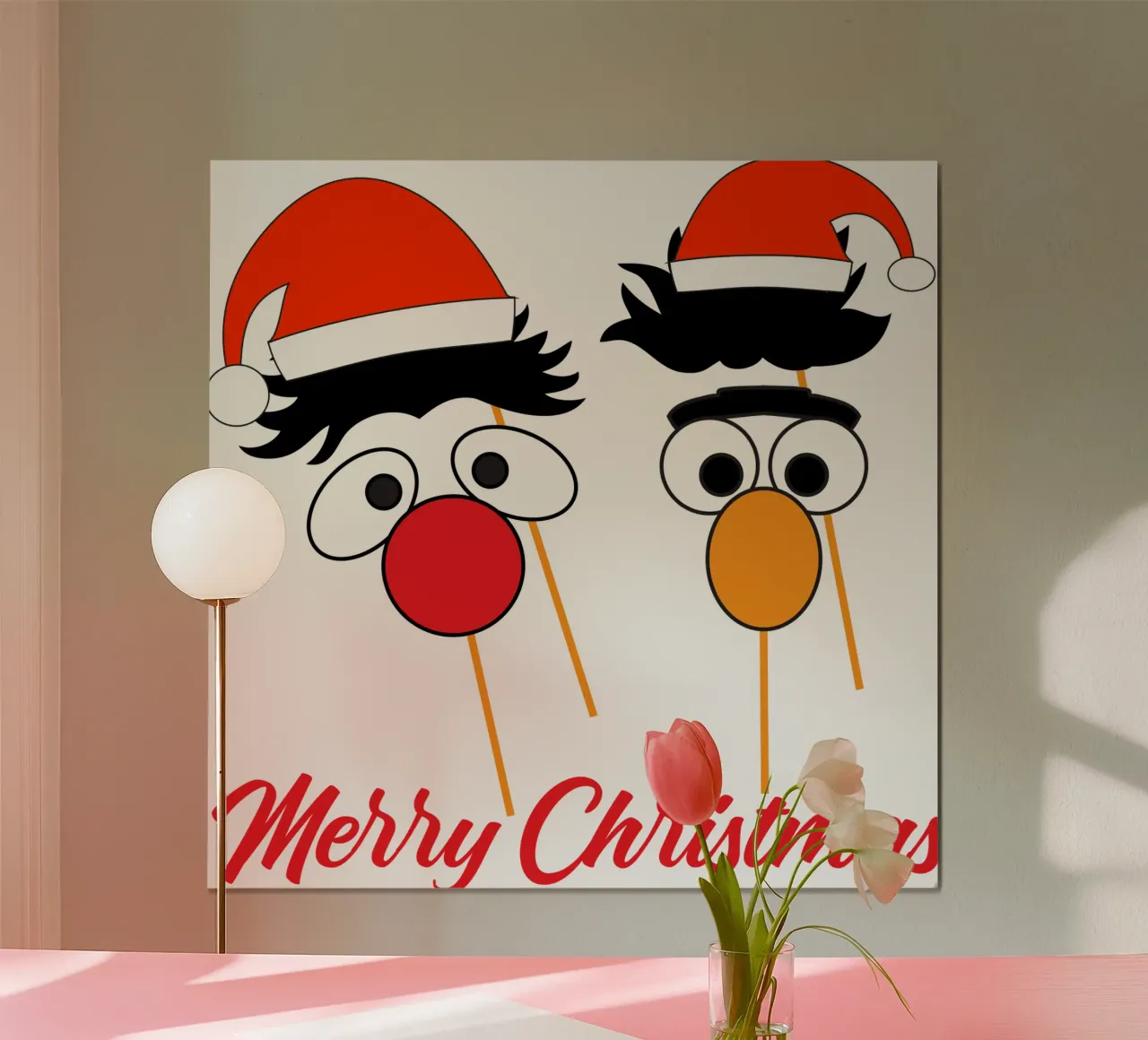 Vrolijk Kerstmis Grappig Kunstontwerp poster met houten frame van vickeyroads