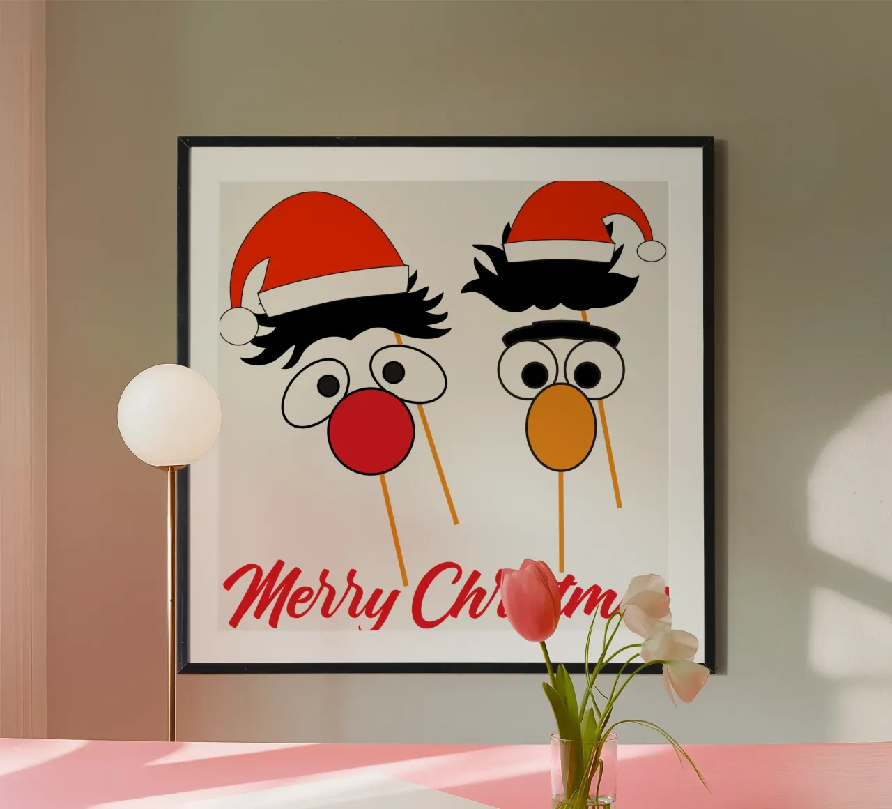 Vrolijk Kerstmis Grappig Kunstontwerp poster met houten frame van vickeyroads
