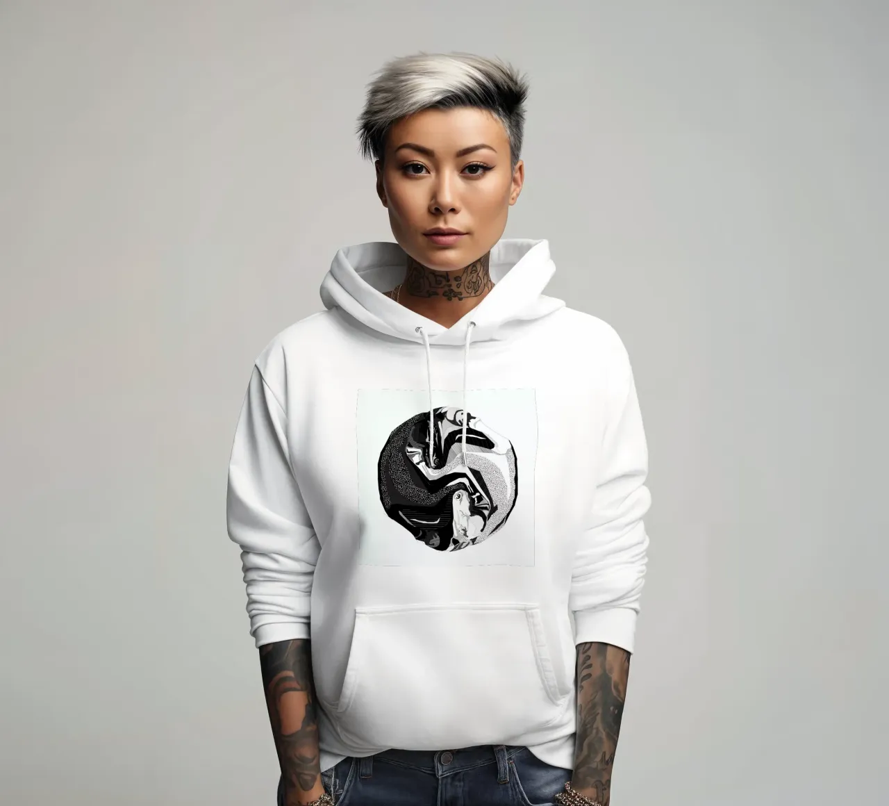 Ying Yang Horses felpa con cappuccio da Birgit Palma