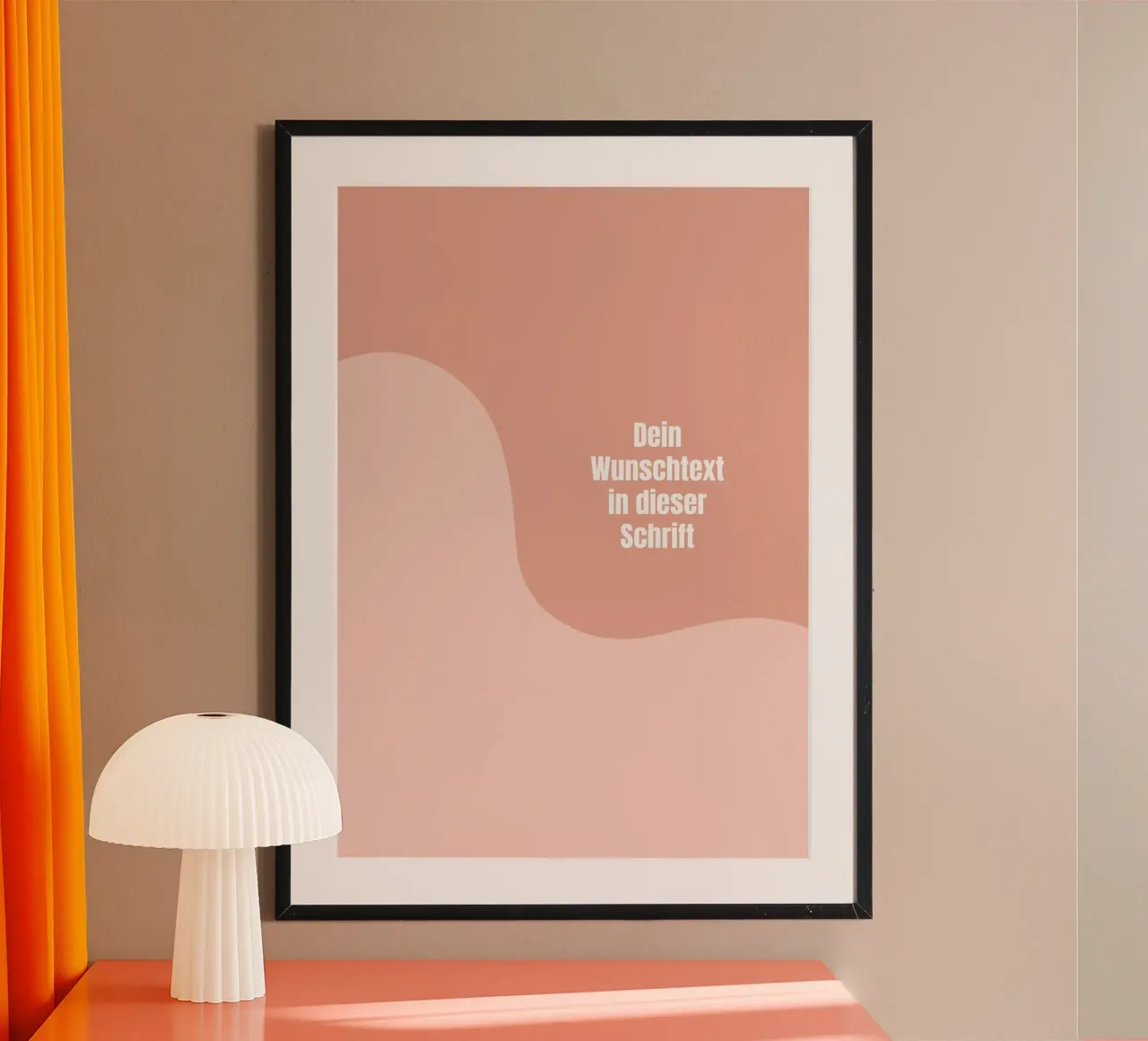 Wunschtext warm retro curve Poster mit Aluminium Rahmen von BAINAI KIDS