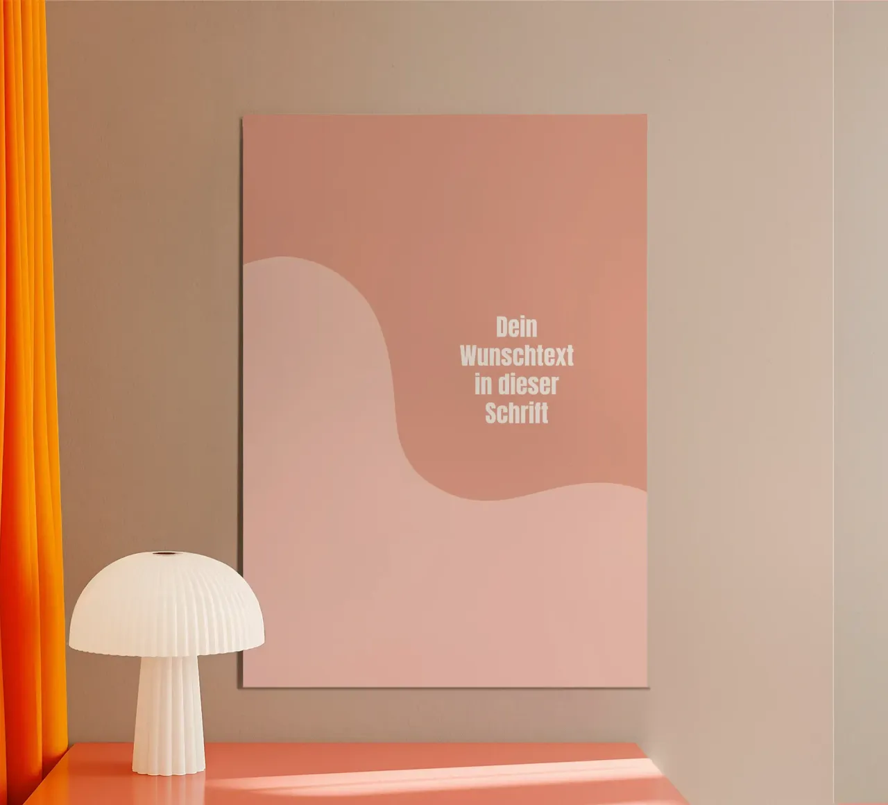 Wunschtext warm retro curve Poster mit Aluminium Rahmen von BAINAI KIDS