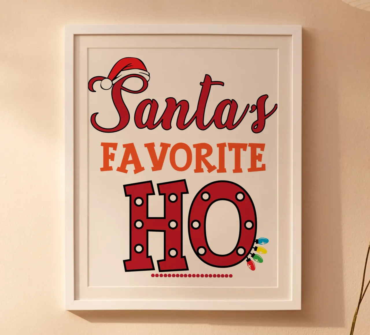 Santa's Favorite HO poster with wooden frame by vickeyroads
