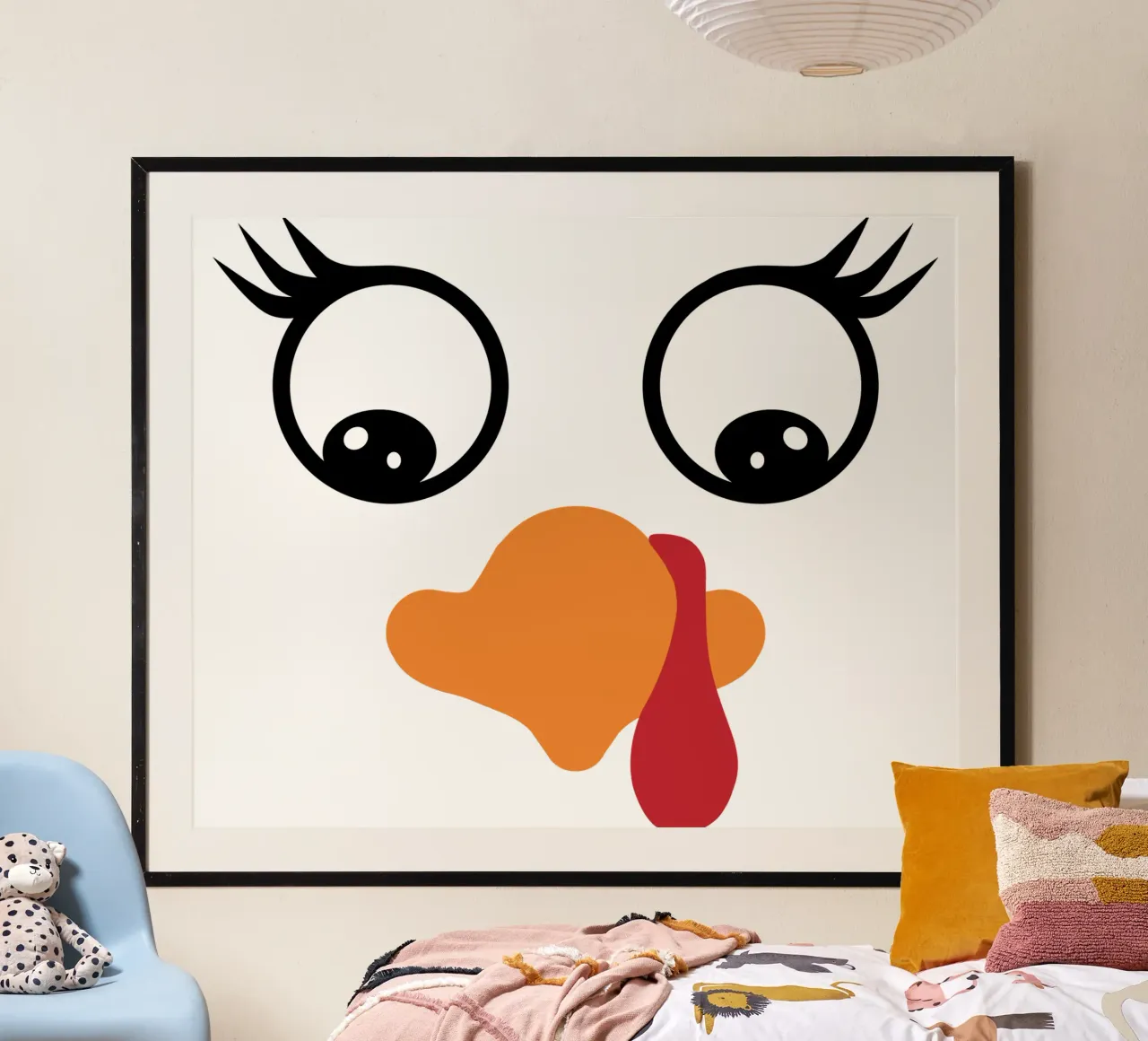 Tacchino Faccia Divertente Design poster con telaio in alluminio da vickeyroads