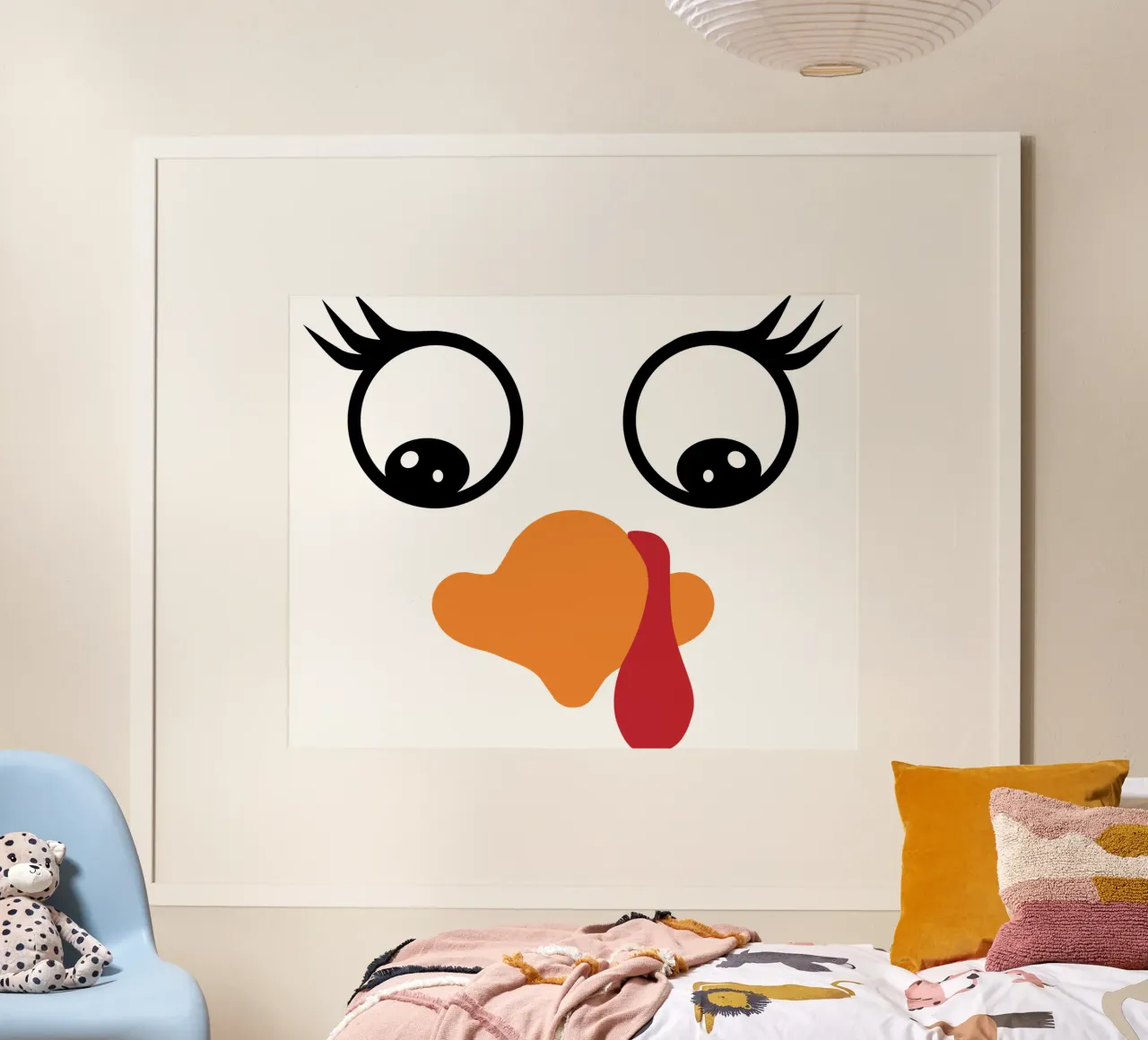 Tacchino Faccia Divertente Design poster con telaio in alluminio da vickeyroads