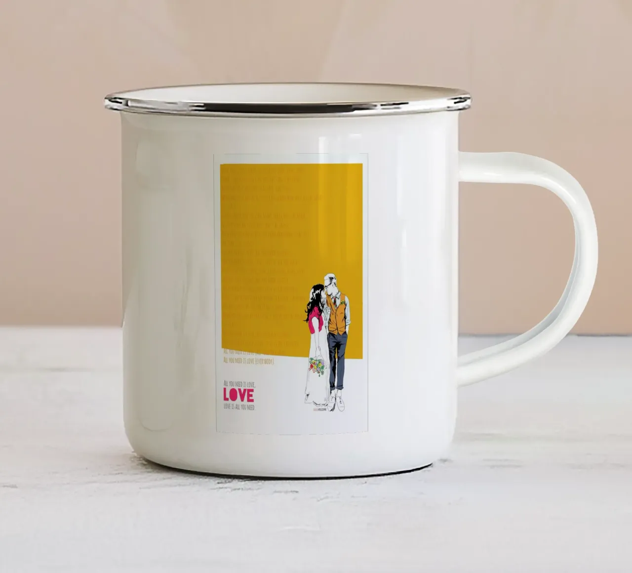 All You Need enamel mug by La Belette Rose
