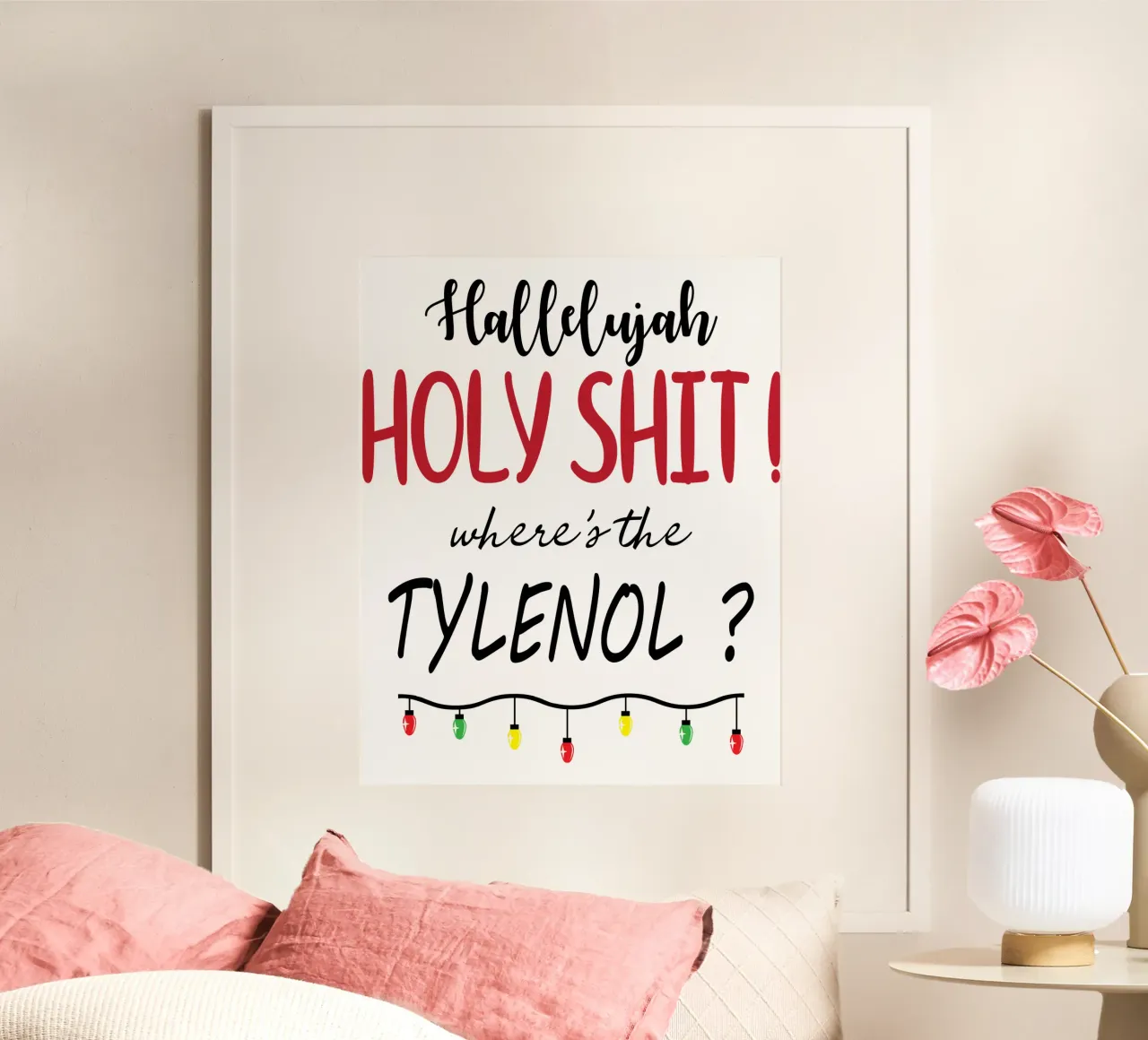 Alleluia, Santa Merda! Dov'è il Tylenol? poster con telaio in legno da vickeyroads