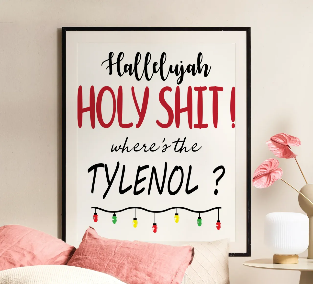 Alleluia, Santa Merda! Dov'è il Tylenol? poster con telaio in legno da vickeyroads