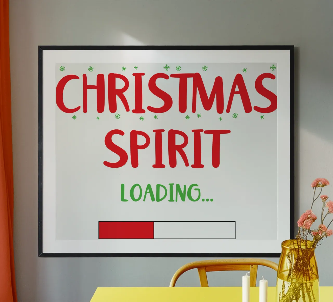 Spirito di Natale poster con telaio in legno da vickeyroads