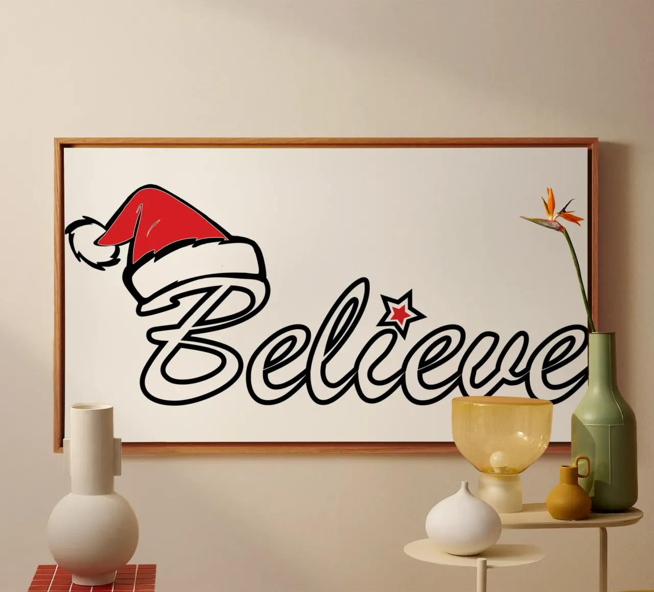 Credere a Babbo Natale tela con Cornice a cassetta da vickeyroads